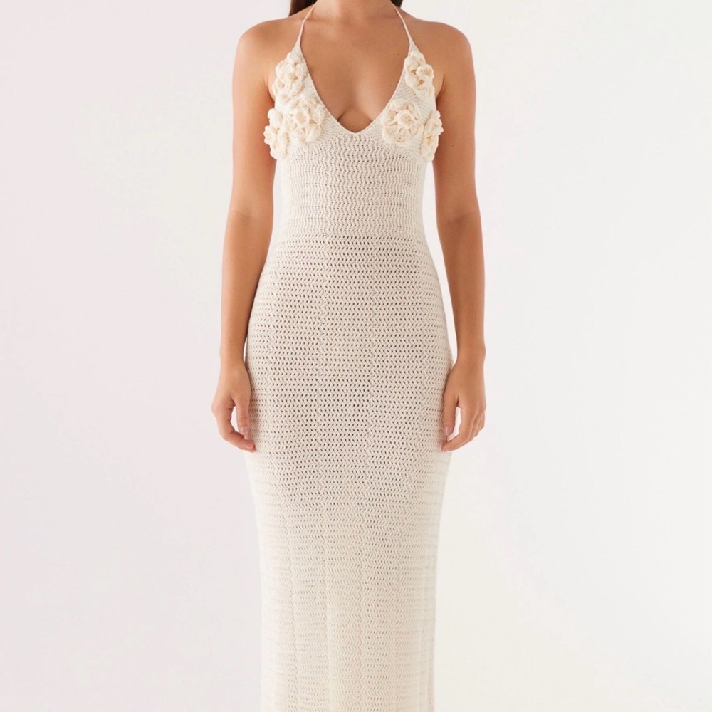 PepperMayo Zara Rose Crochet Ivory Maxi Dress